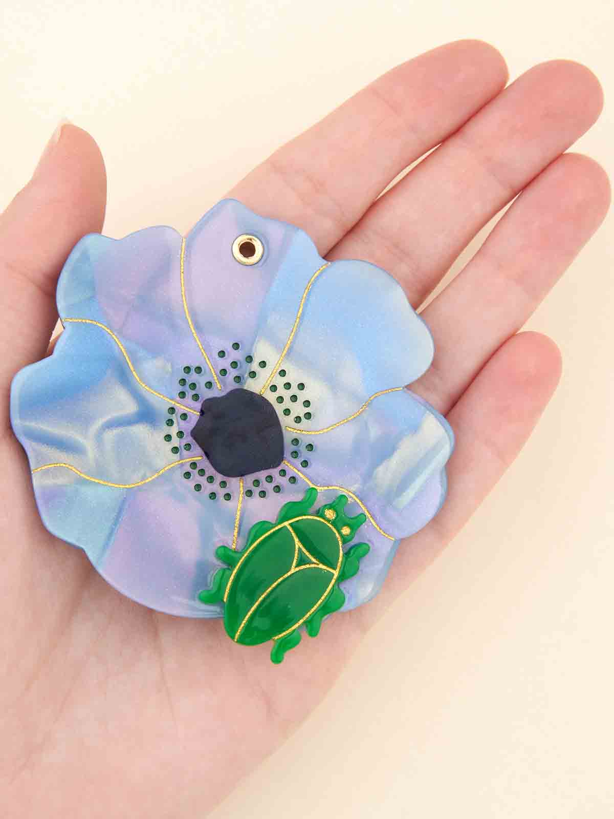 Alternative view of Mirror for the make-up purse - Blue flower