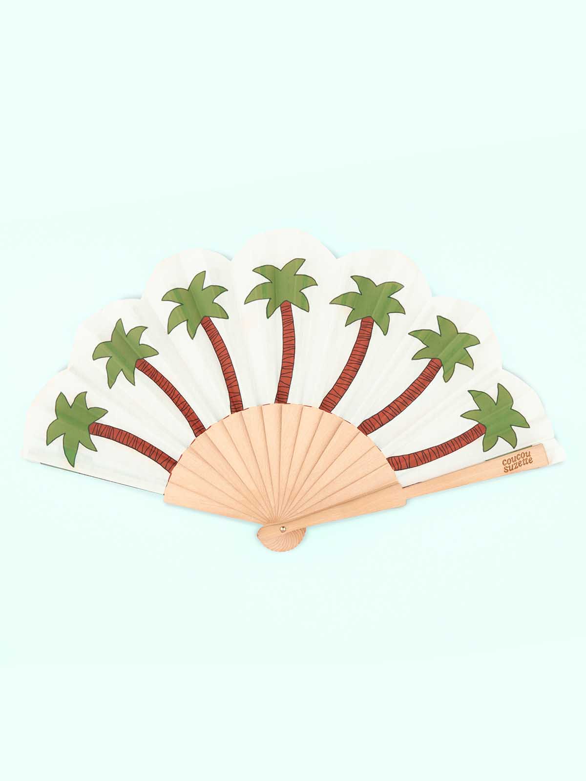 Fan - Off-white with palm trees