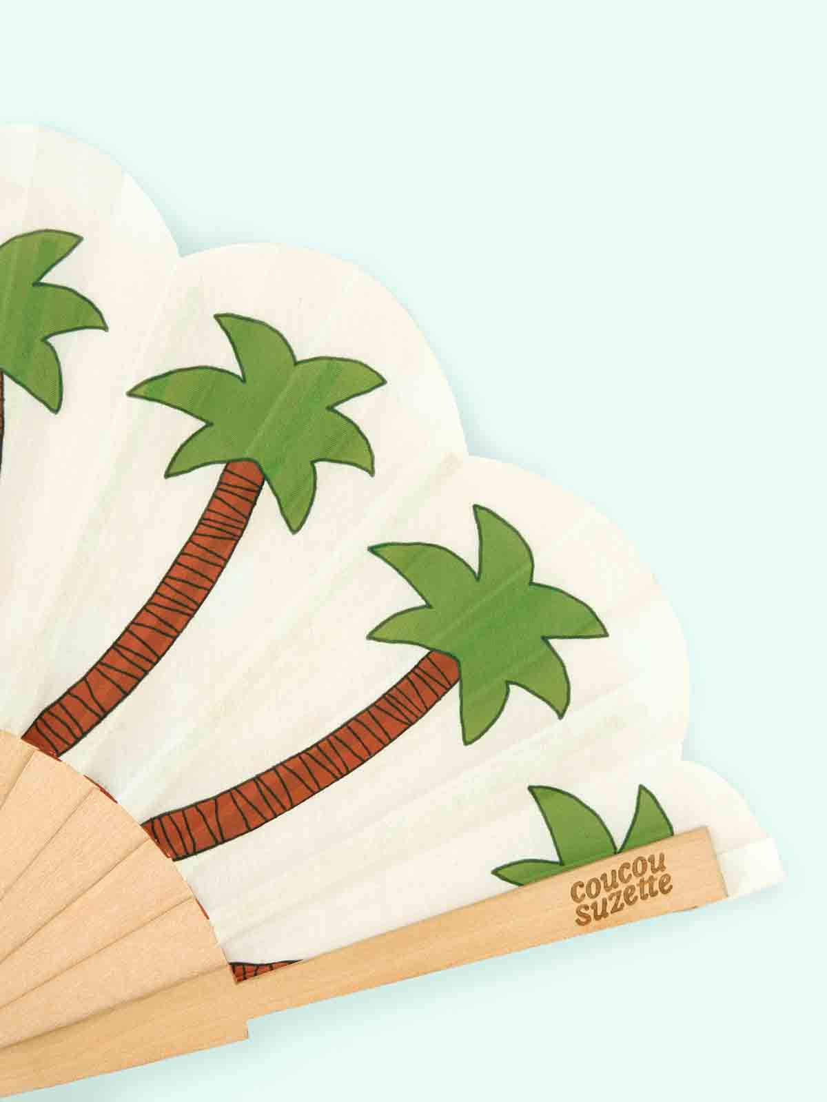 Alternative view of Fan - Off-white with palm trees