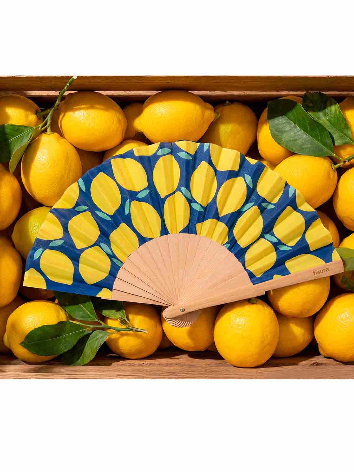 Alternative view of Fan & quot;mini" - Blue with yellow lemons