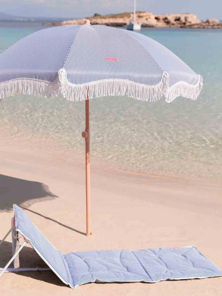 Beach umbrella with UV protection - Blue striped - Picture 8