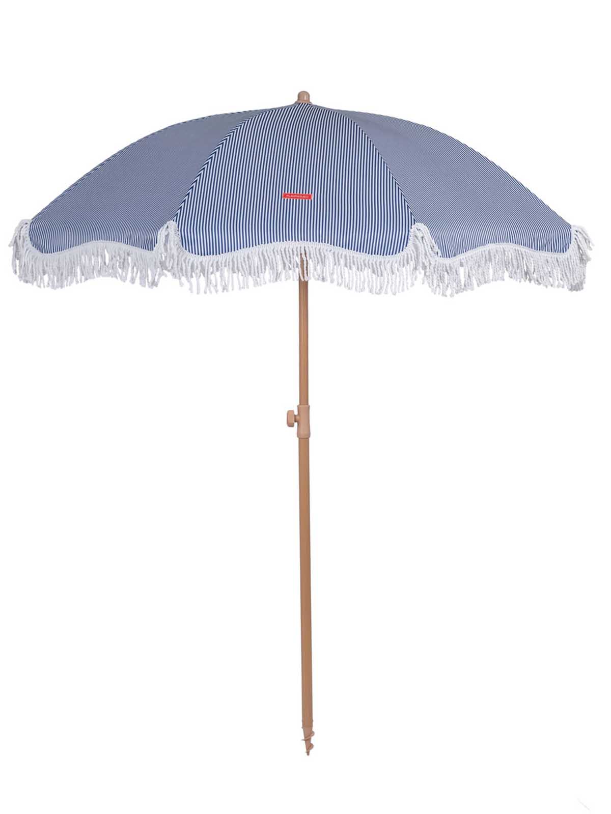 Beach umbrella with UV protection - Blue striped