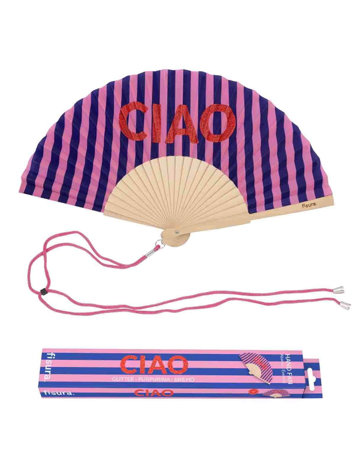 Fan - Striped blue and pink 