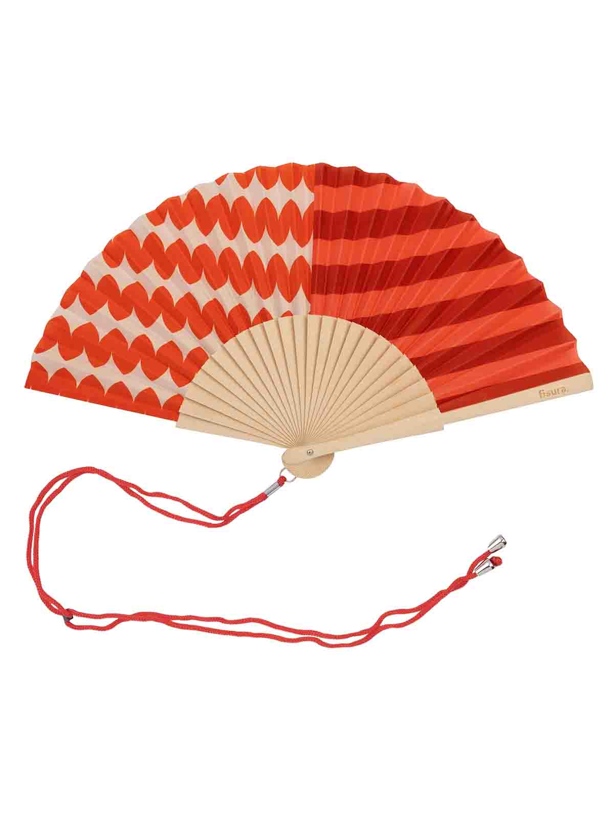 Alternative view of Fan - Stripes and waves in red