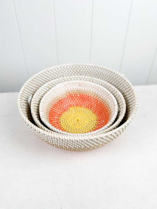 Bread basket (3 sizes) - Off-white, orange and yellow
