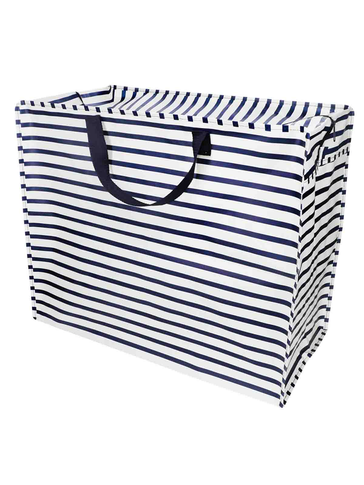 Jumbo storage bag 78 litres - Striped in white and navy blue