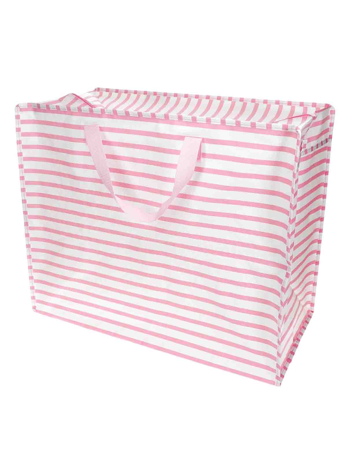 Alternative view of Jumbo storage bag 78 litres - Striped in pink and white