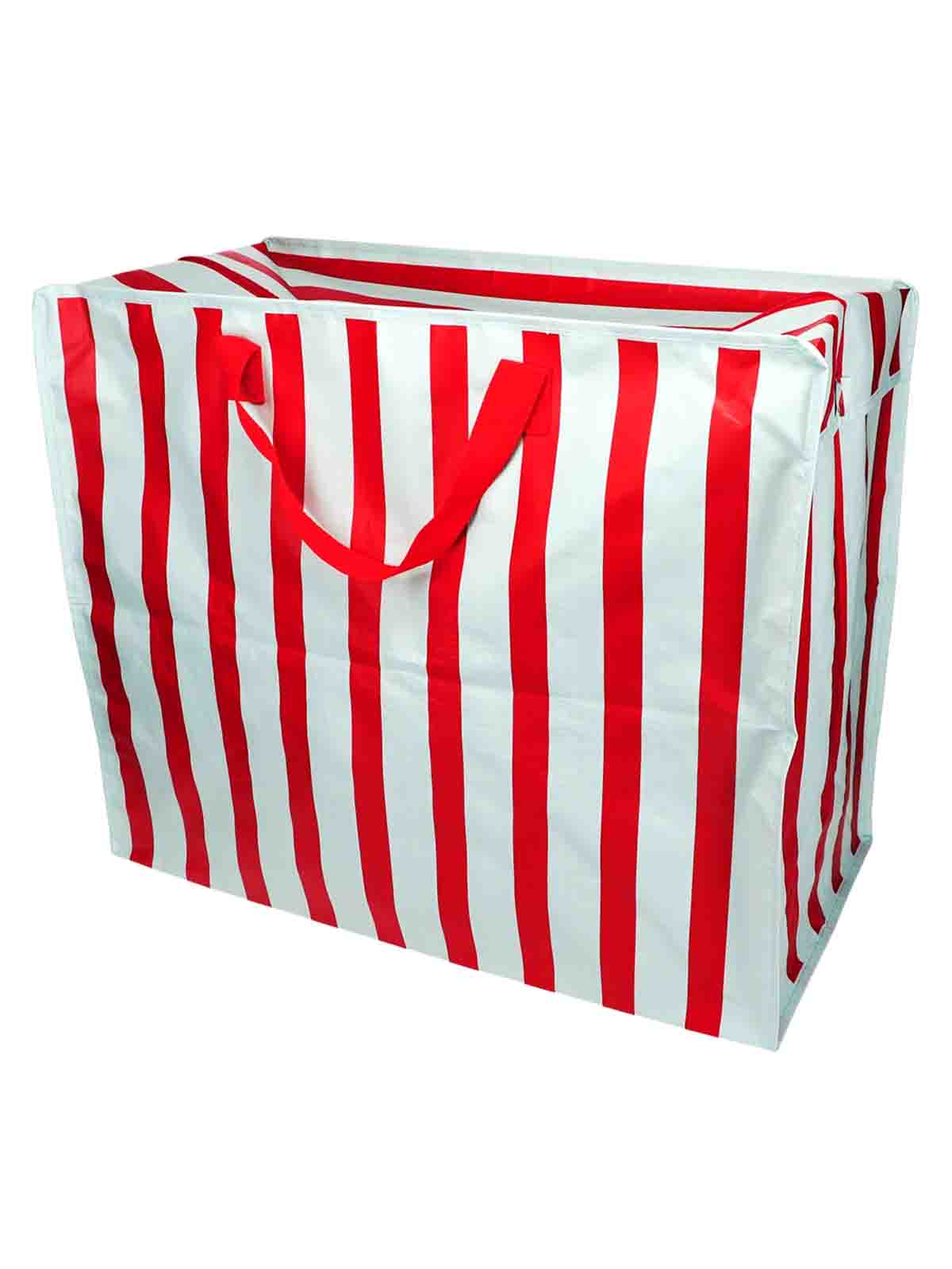 Jumbo storage bag 78 litres - Striped in red and mint green