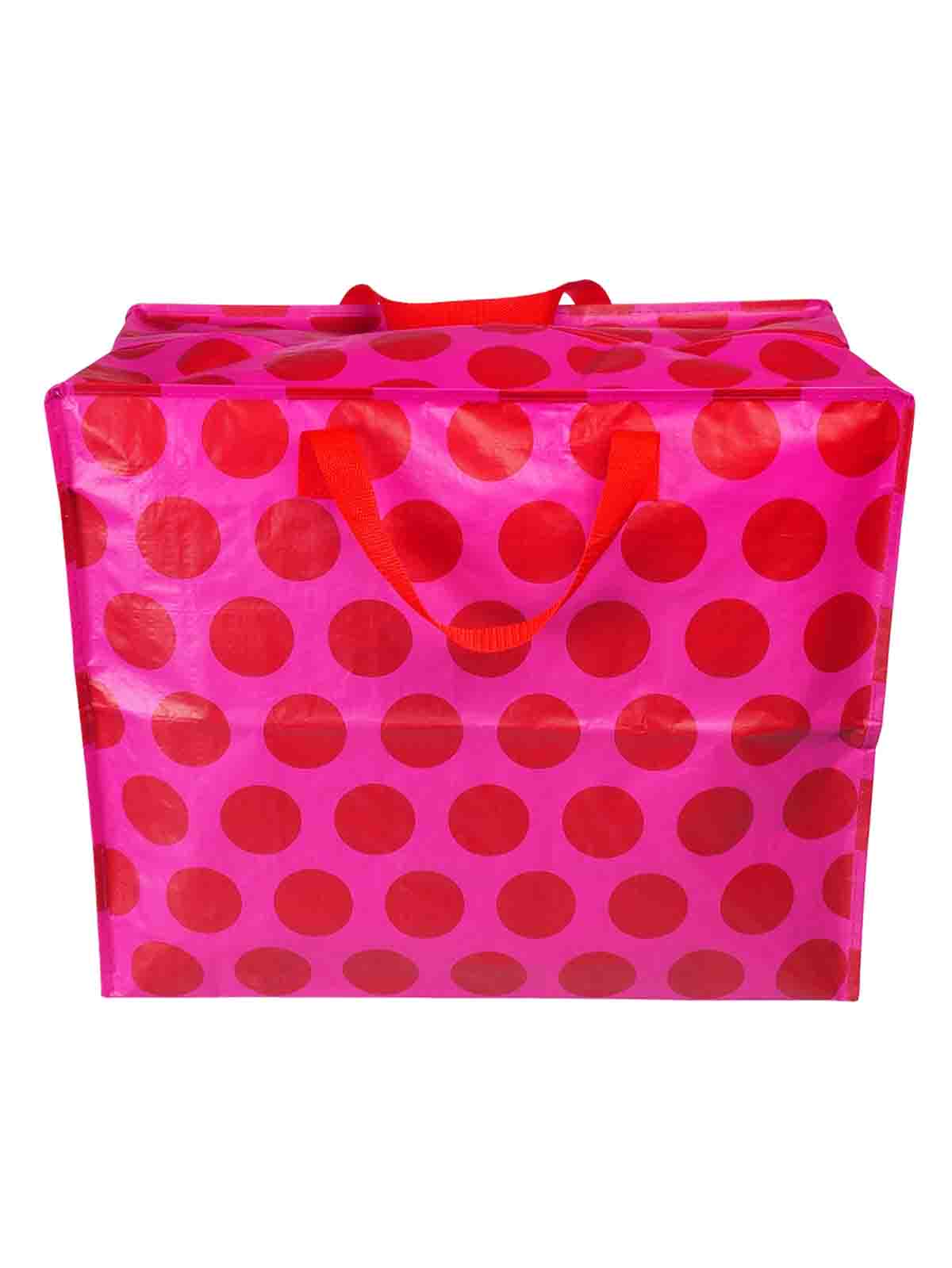 Jumbo storage bag 78 litres - Pink and red dots