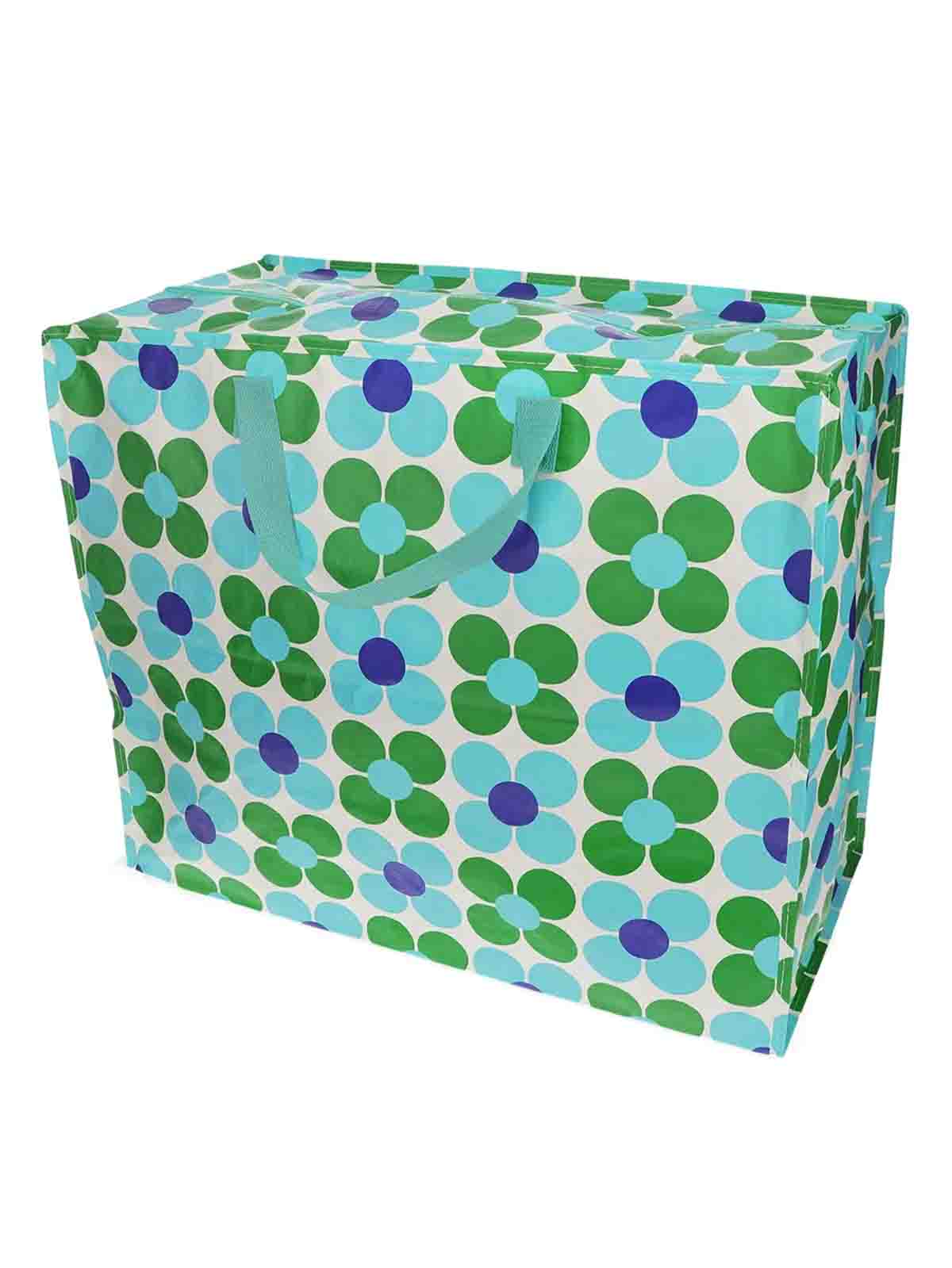 Jumbo storage bag 78 liters - Flowers blue and green