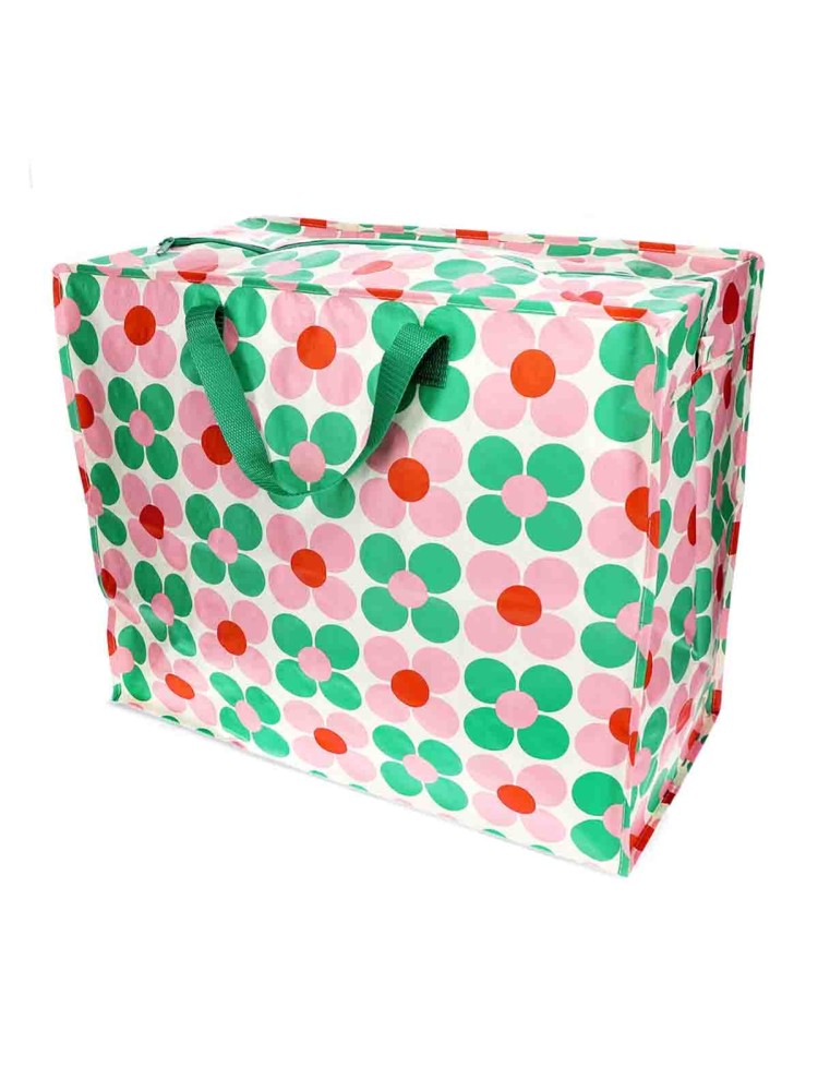 Jumbo storage bag 78 liters - Flowers Pink and green - Image 2