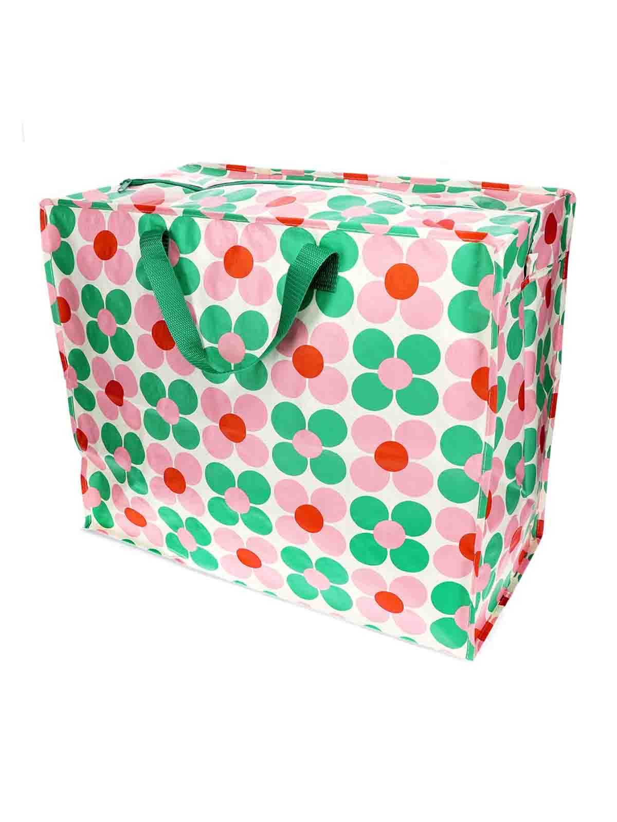 Alternative view of Jumbo storage bag 78 liters - Flowers Pink and green