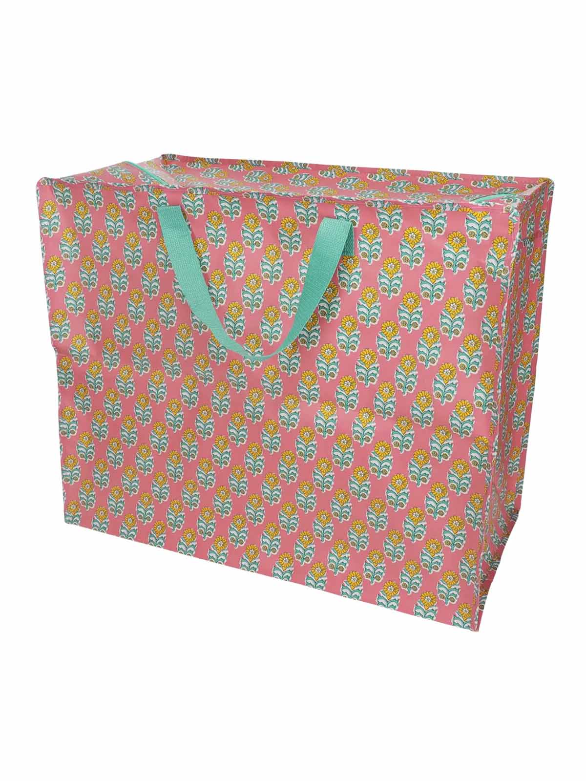 Jumbo storage bag 78 liters - Pink with yellow flowers