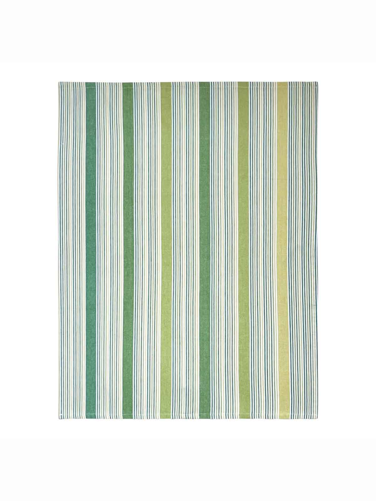 Tea towel in cotton with stripes - Spring green