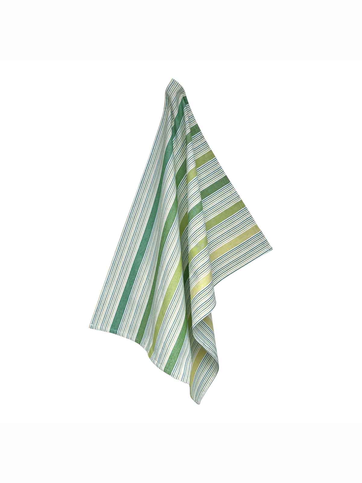 Alternative view of Tea towel in cotton with stripes - Spring green