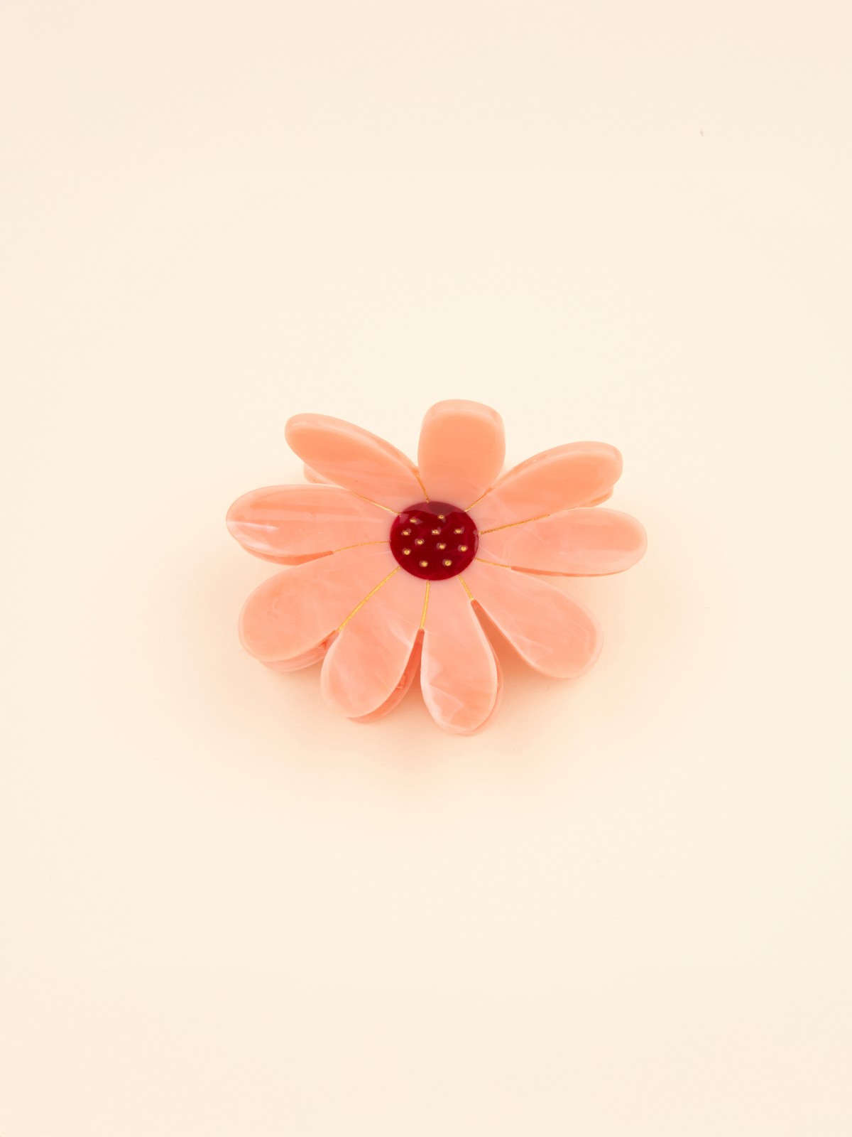Hair clip – Pink flower – Raspberry middle