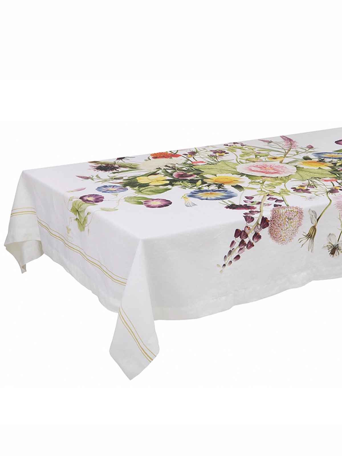 Tablecloth in linen 145 x 220 cm - Flower garden
