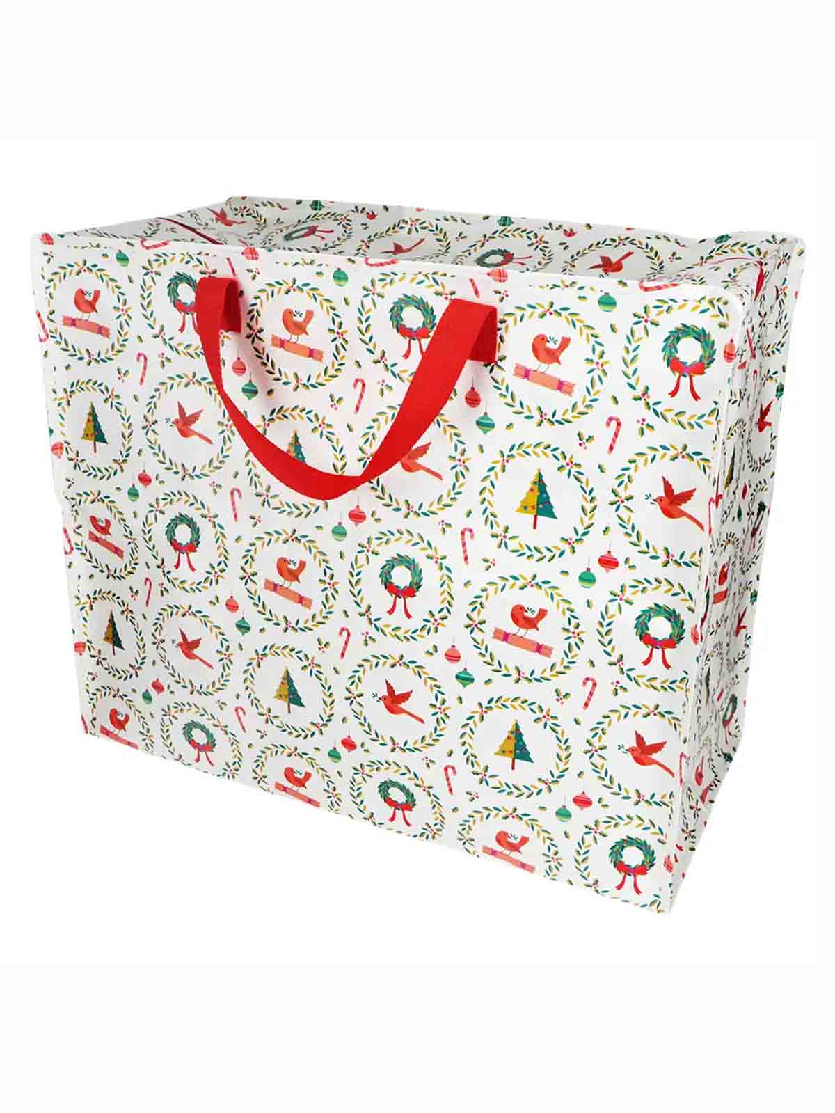 Jumbo storage bag 78 liters - White with Christmas motifs