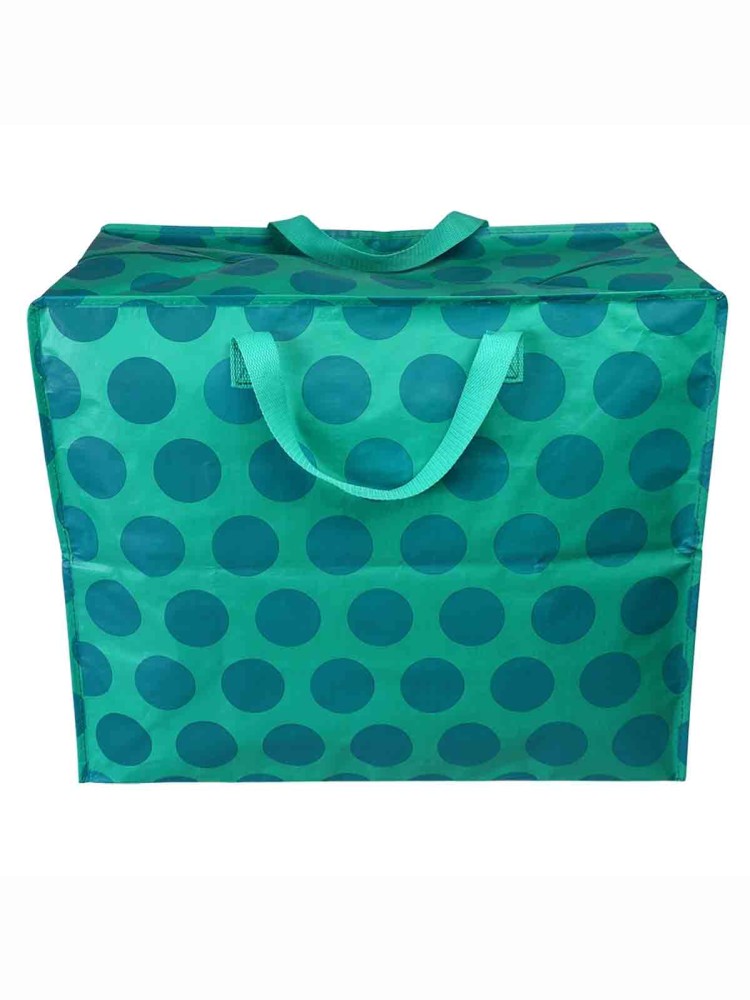 Jumbo storage bag 78 liters - Green with blue dots