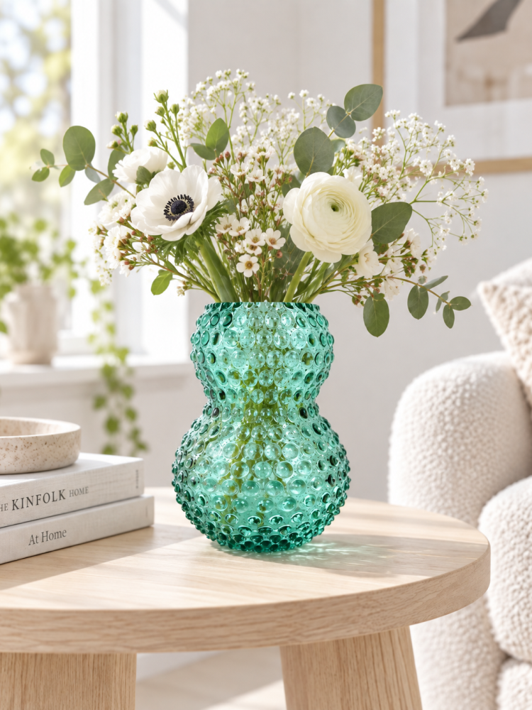 Large Birdie vase (20 cm) in hedgehog glass - Beryl