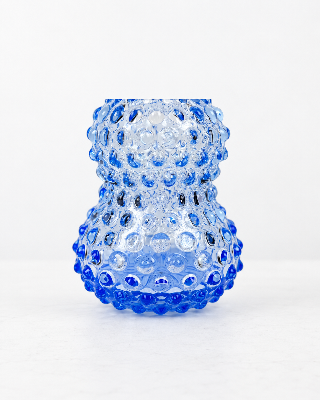 Alternative view of Birdie vase in hedgehog glass - Light blue