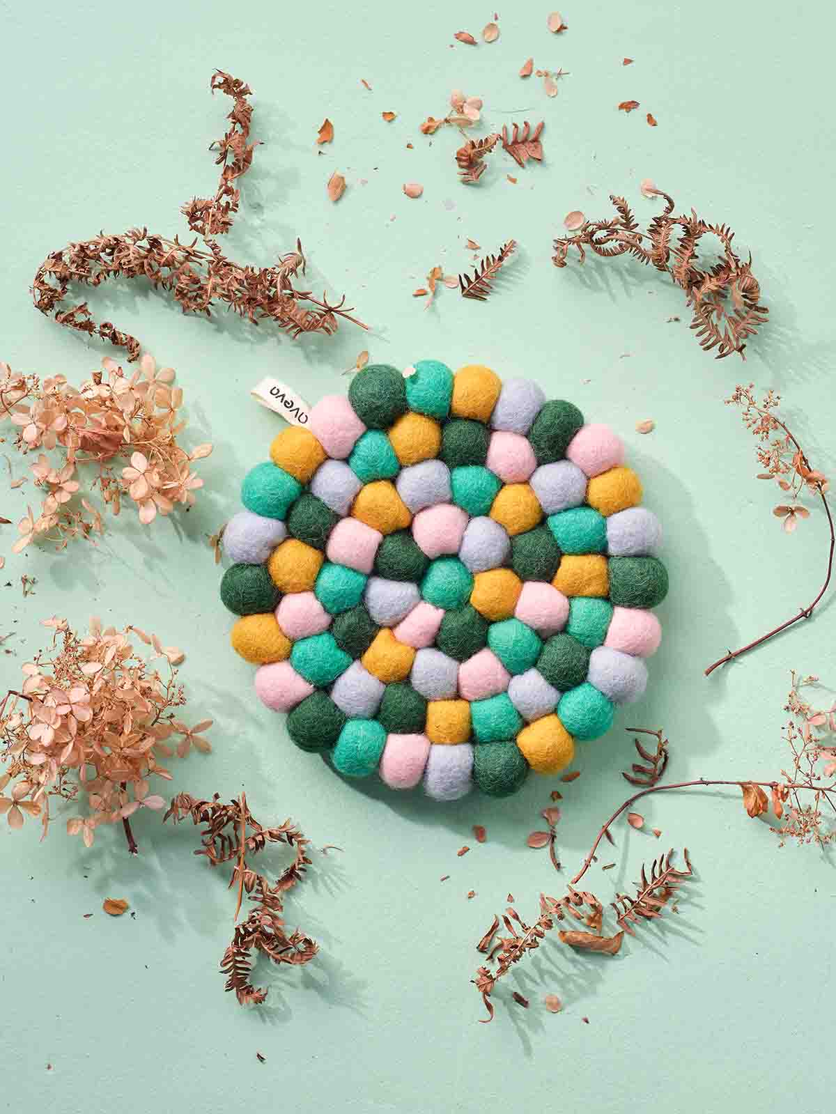 Round tablecloth in felt - Emerald