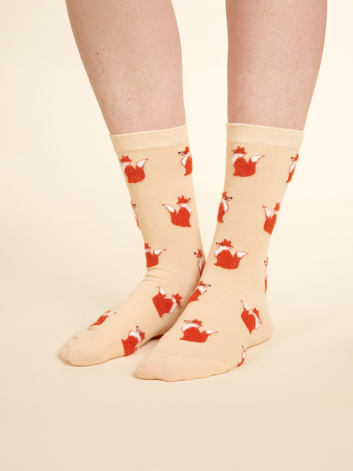 Alternative view of Stockings -Beige with foxes