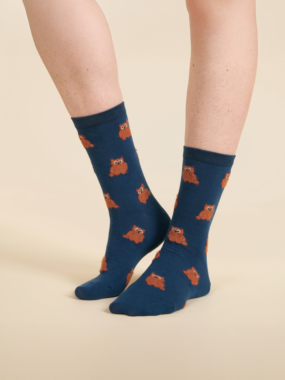 Alternative view of Socks - Blue with owls