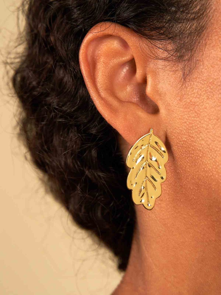 Earrings - Golden leaves - Image 2