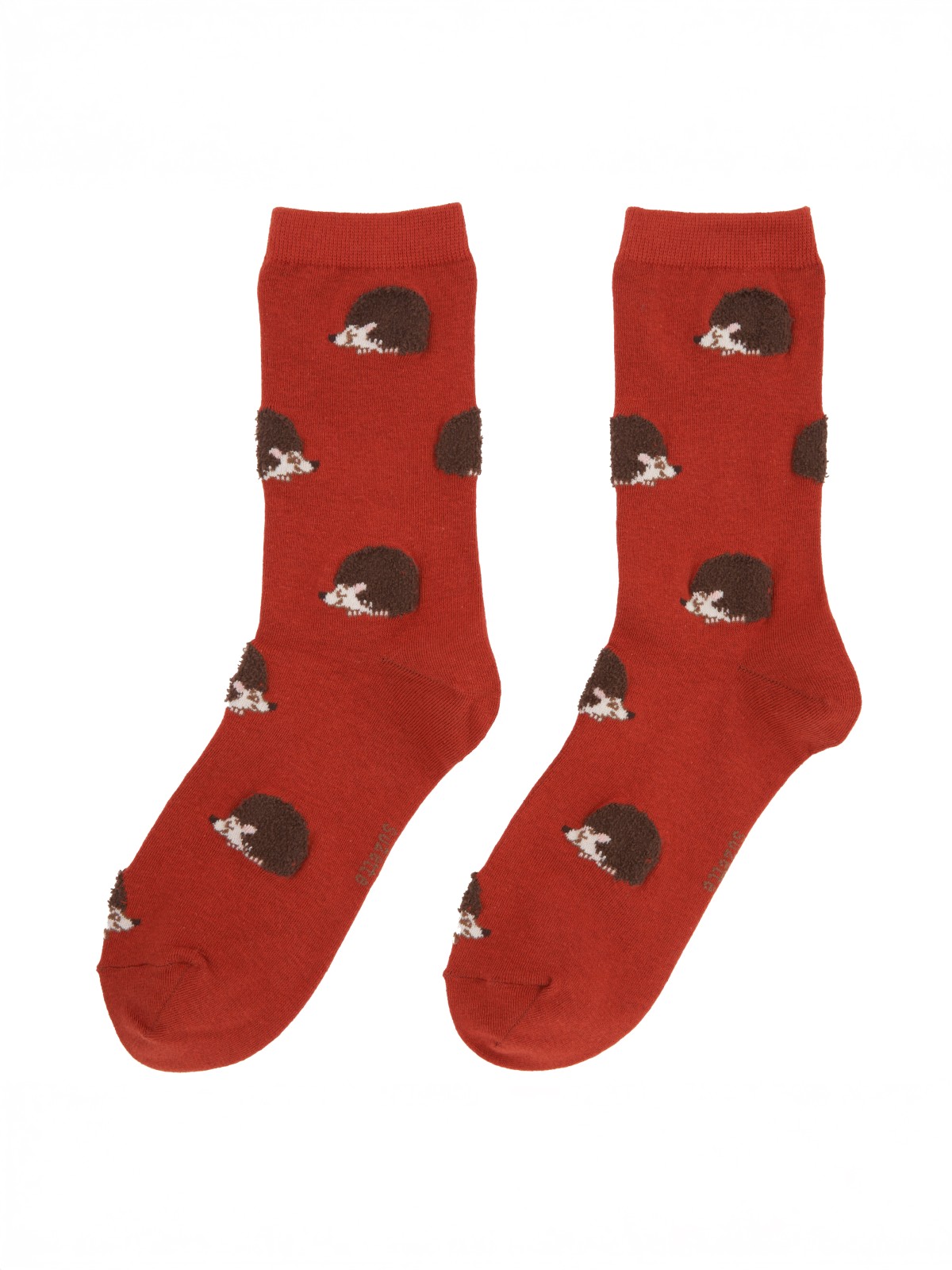 Alternative view of Stockings - Teracotta with hedgehog