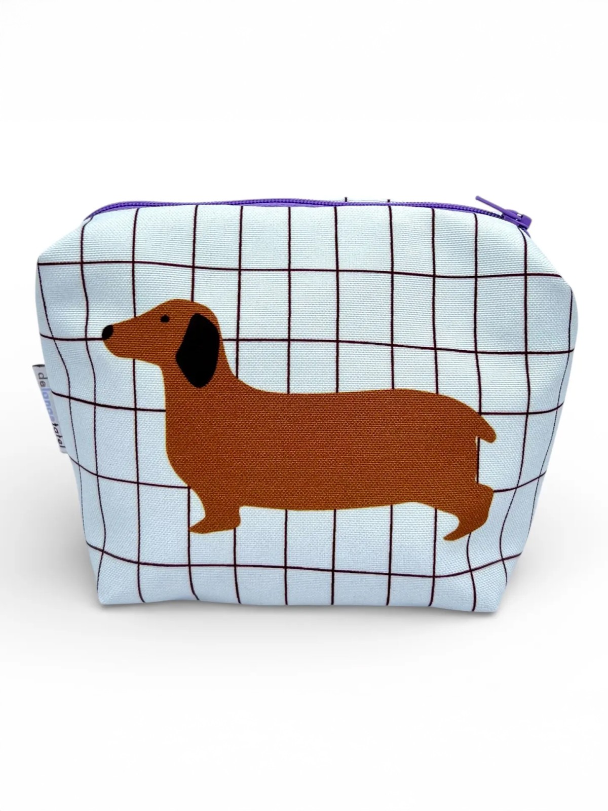 Make-up purse (12 x 8 x 8.5) - Cream with tern and dachshund
