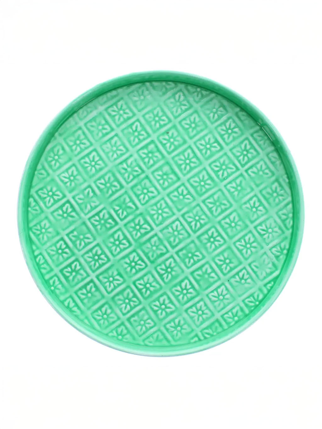 Round enamel tray (30 cm) - Light green