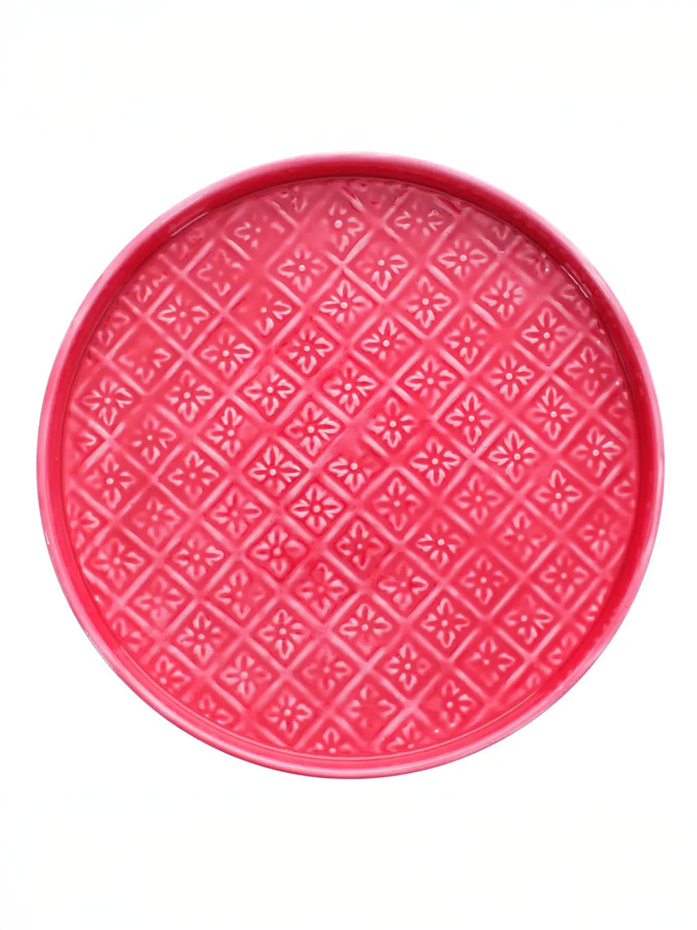 Round enamel tray (30 cm) - Pink