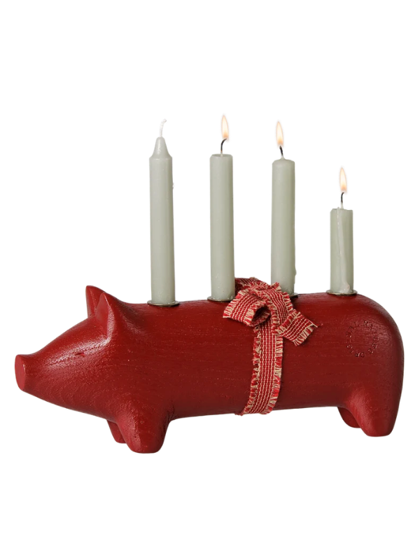 Advent Candlestick - Between Pigs in Red