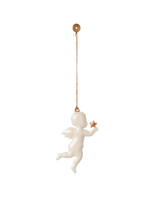Metal ornament - Off-white angel with star