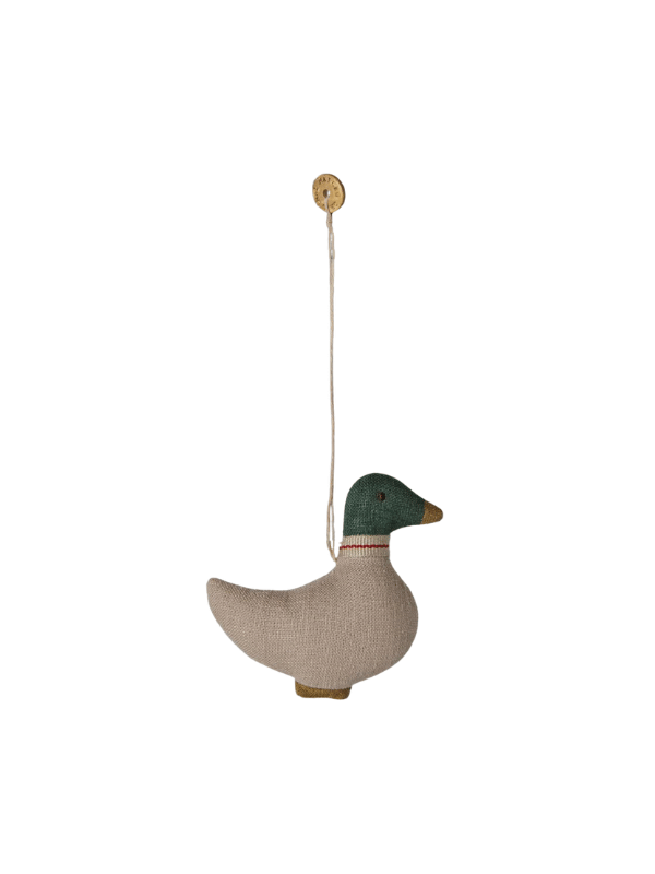 Ornament in fabric - Duck (Green and Sand)