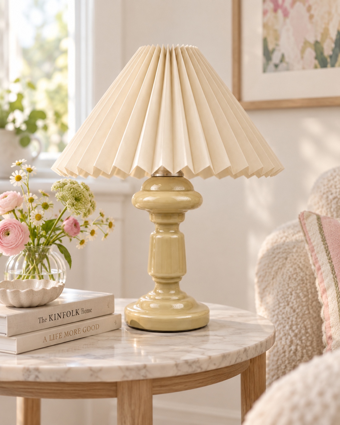 Alternative view of table lamp opal glass &