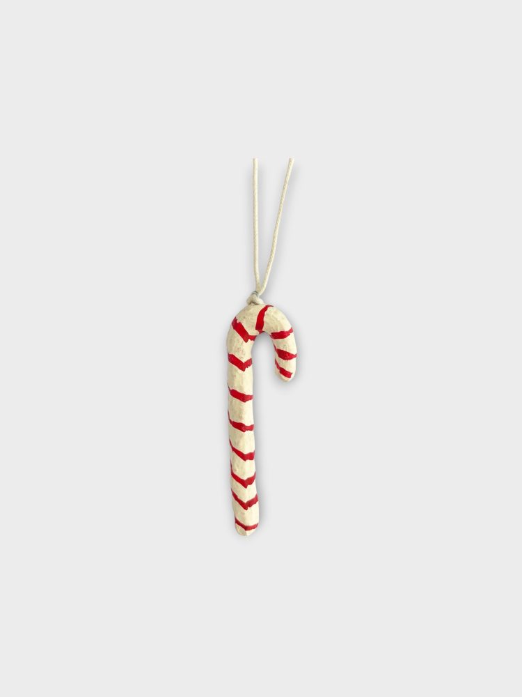 Candy cane in cotton maché – red stripes - Picture 2