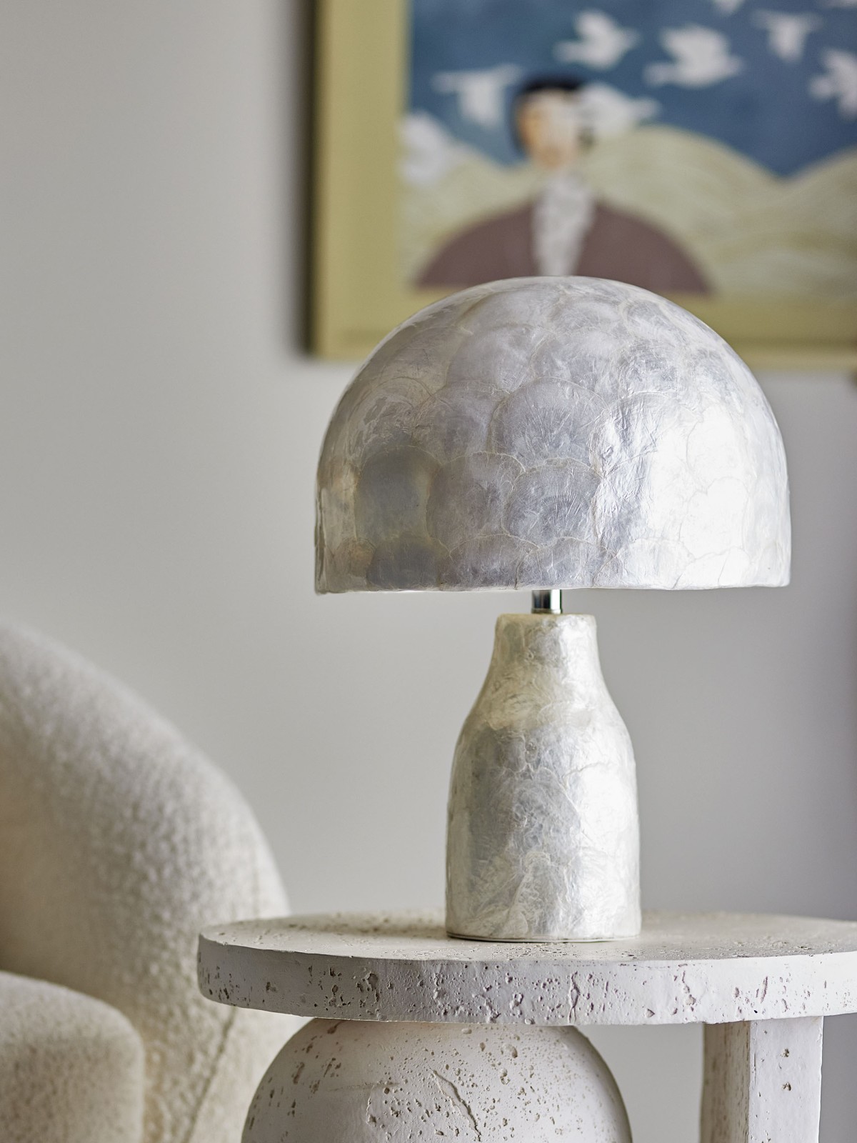 Table lamp & quot;Adria" in capiz shell - White