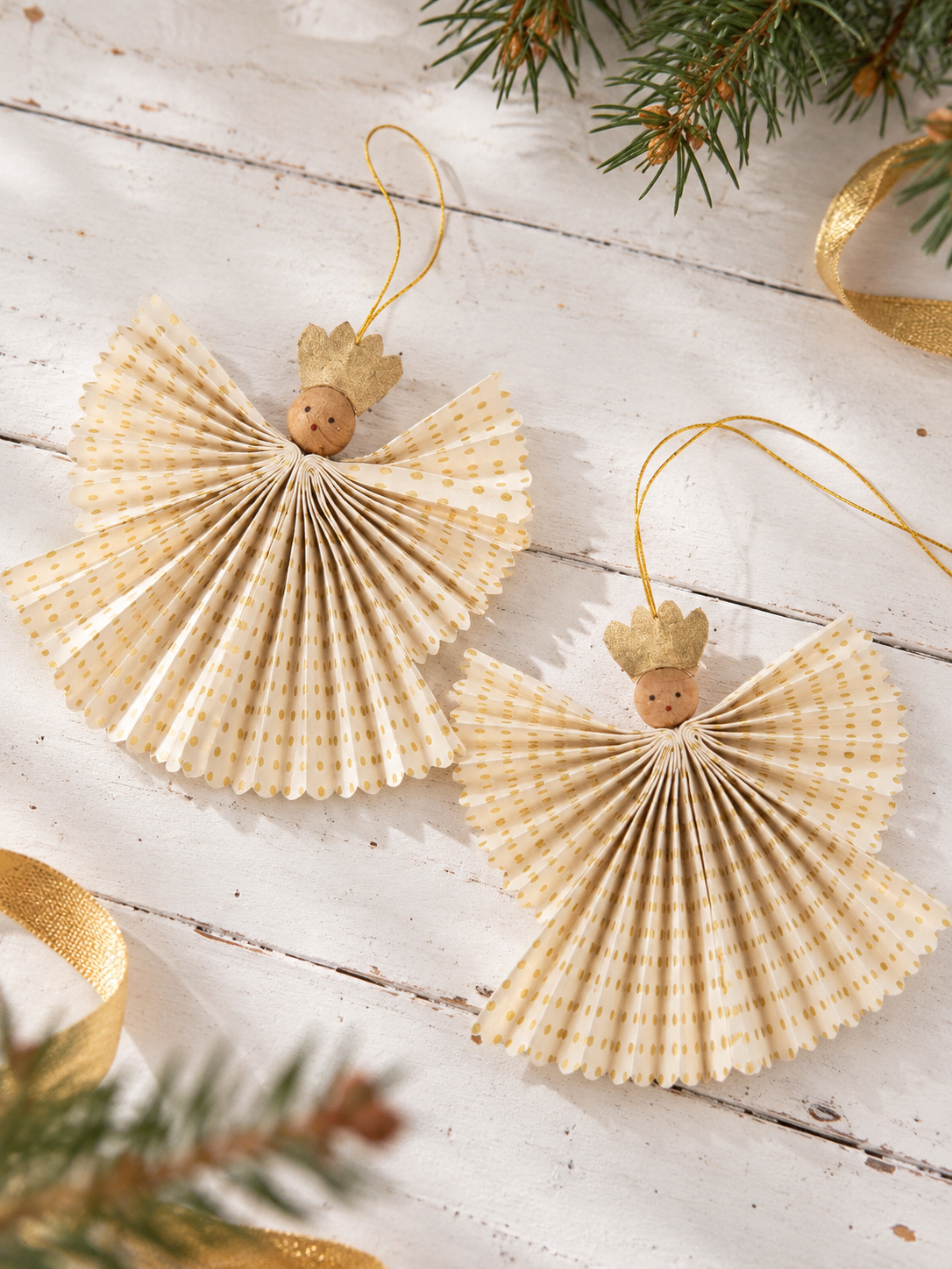 Paper angels - 2 pieces (Off-white & Gold)