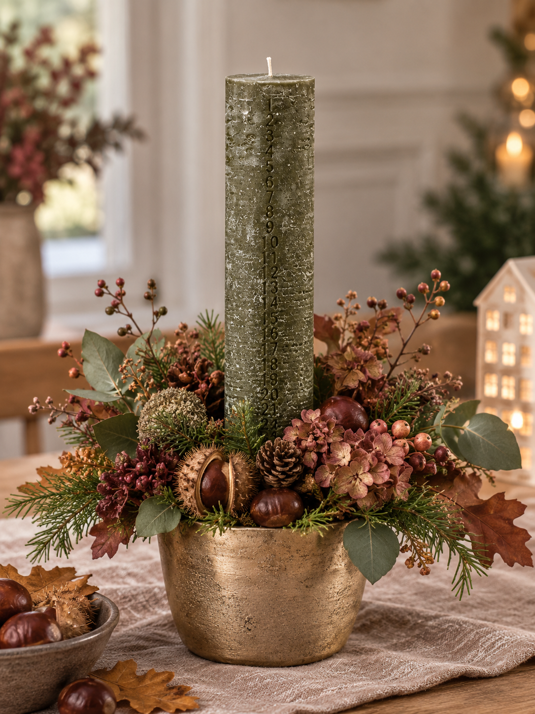 Calendar light & quot;Frozen look& quot; 6x20 cm - Olive