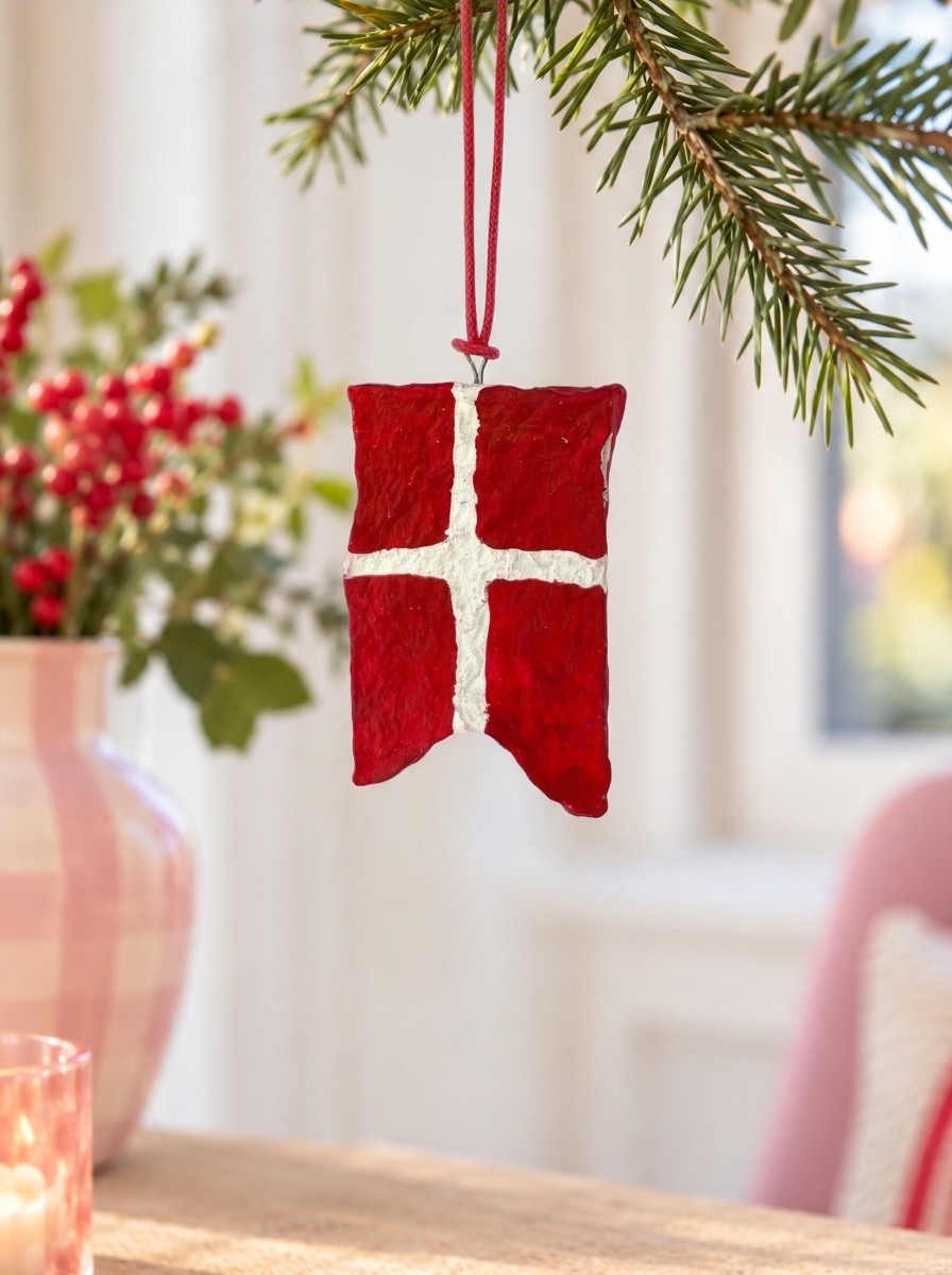 Dannebrog in cotton maché – red and white