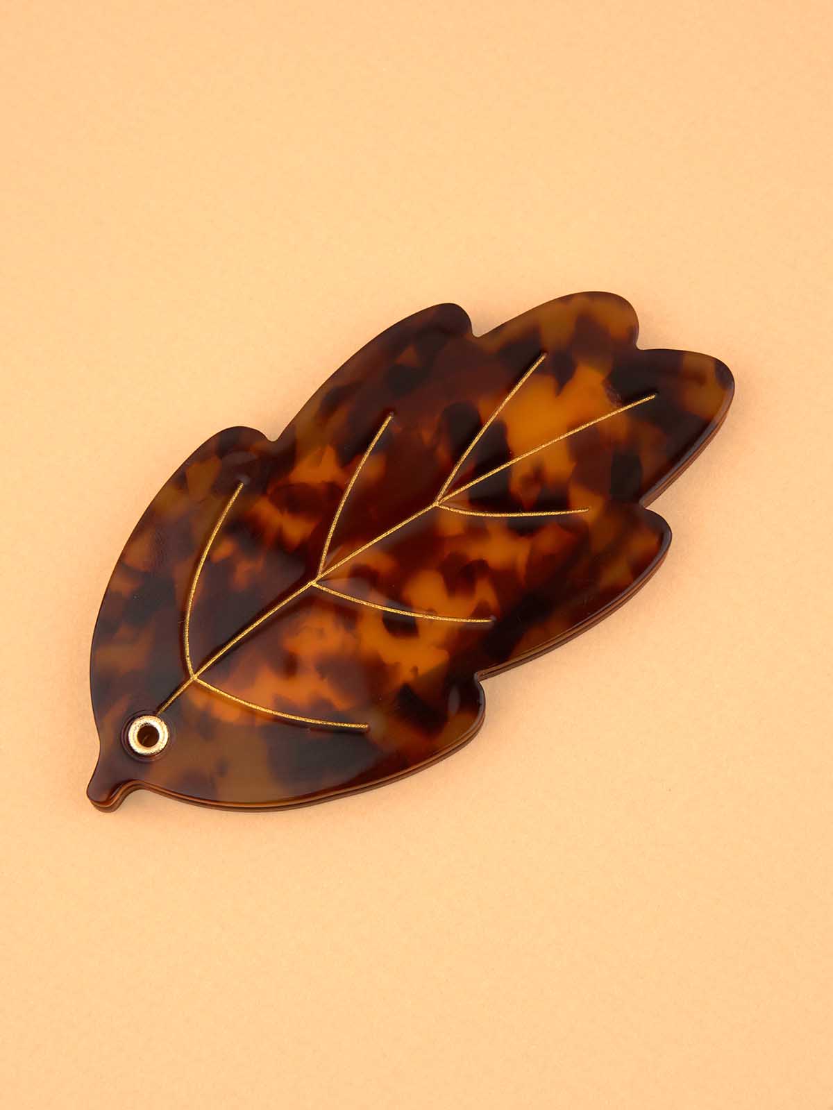 Alternative view of Mirror for the make-up purse - Brown leaf