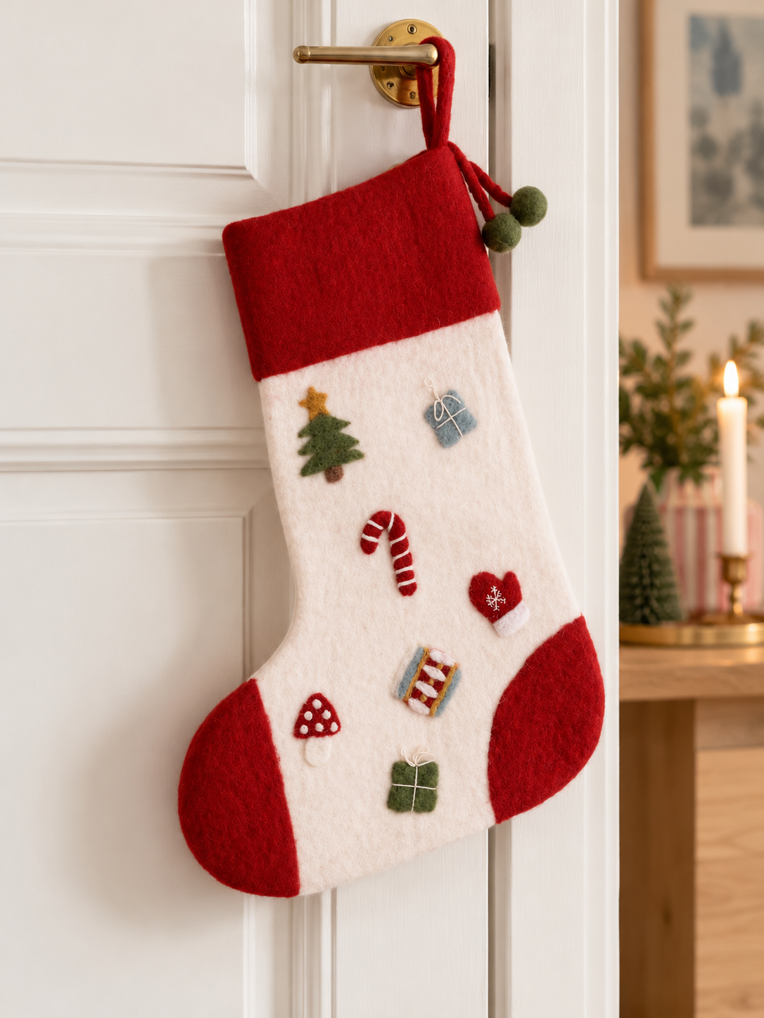 Gry & Sif - Big Christmas sock in red and white