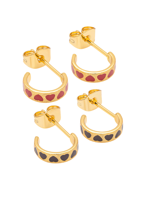 Hoops Earrings - Gold & Love Repeat (Set)