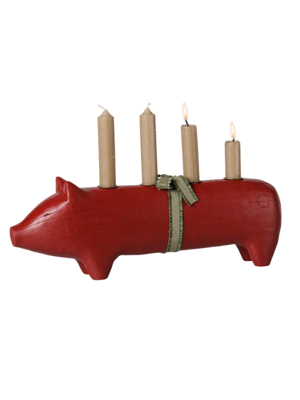 Advent's Candlestick - Big pig in red (Crone candle)