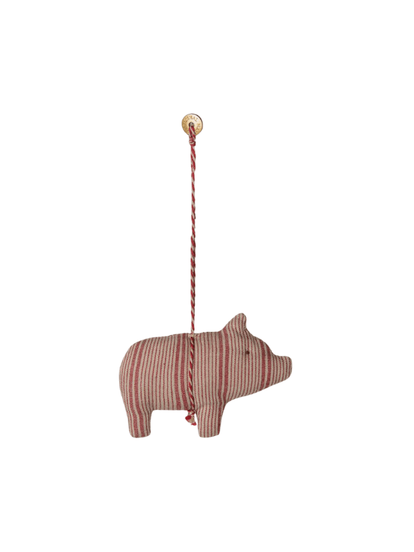 Ornament in fabric - Pig nature with red stripes