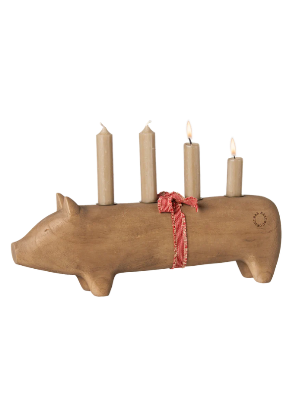 Advents Candlestick - Large pig in nature (crown candle)