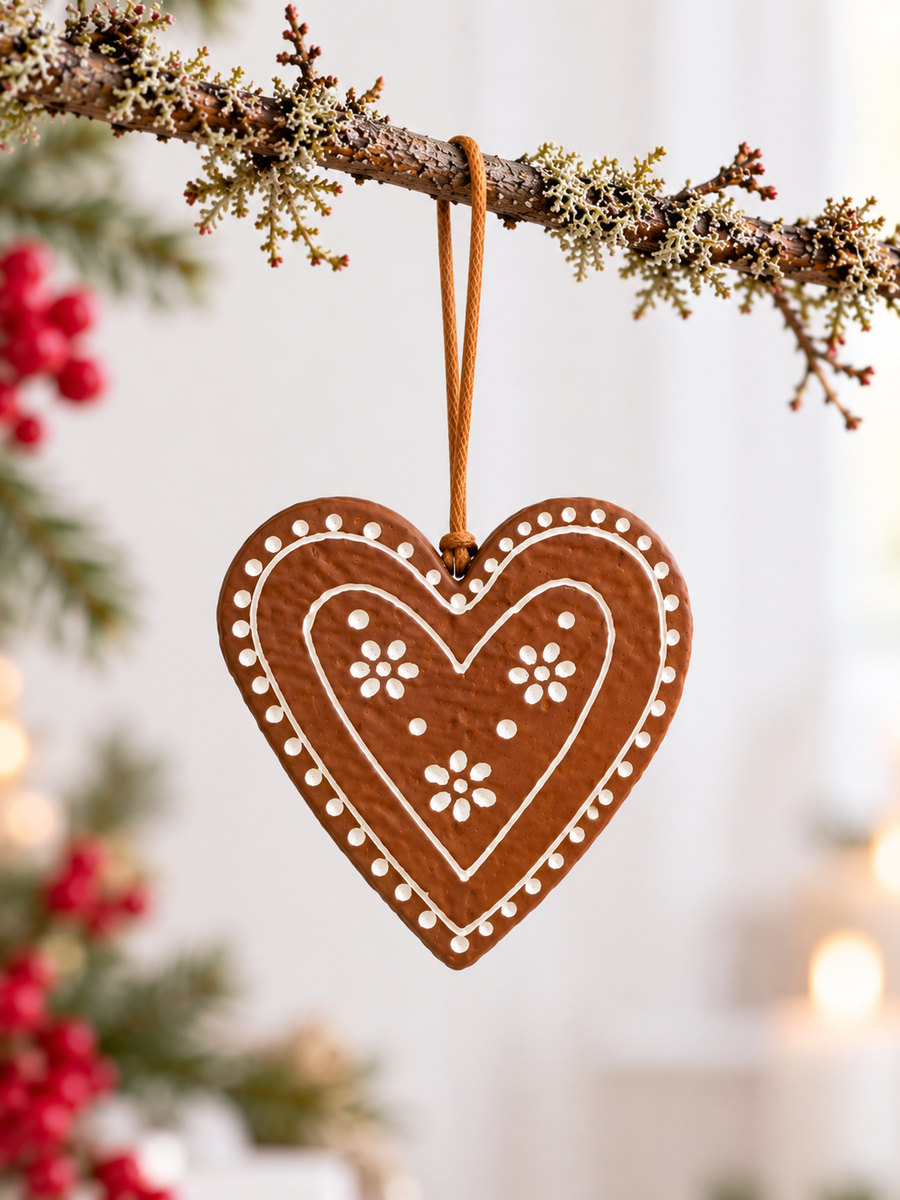 Honey cake heart in cotton maché