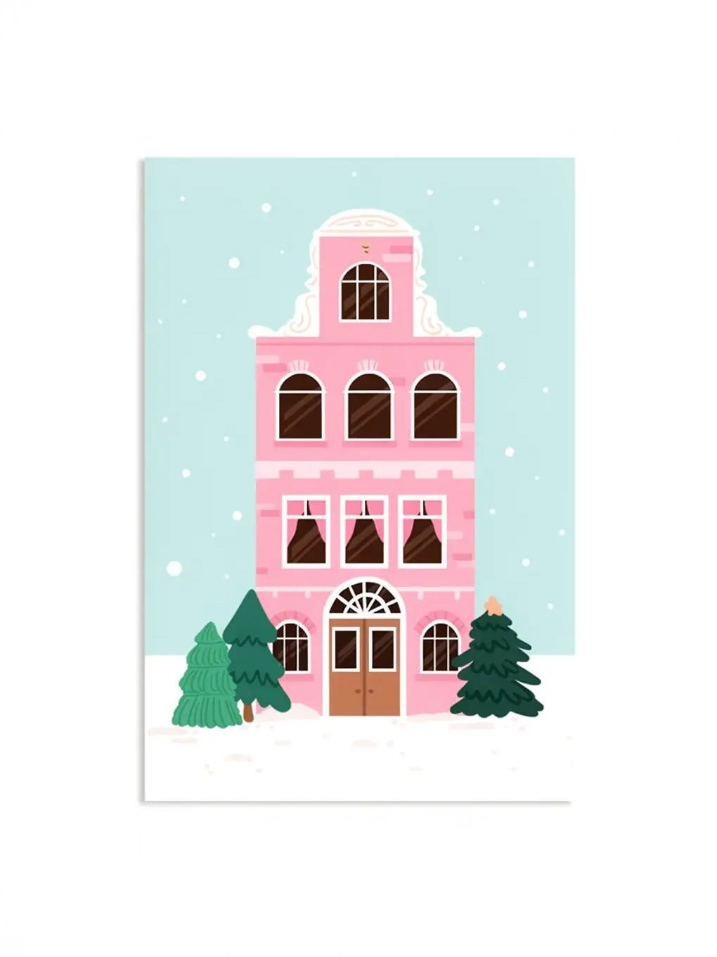 To and from cards - Winter house in pink
